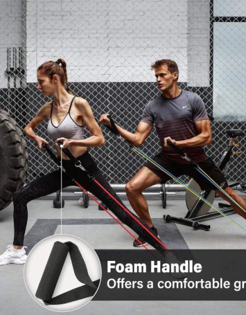 11 Pieces Gym Power Resistance Bands Set for Workout - Zoodo