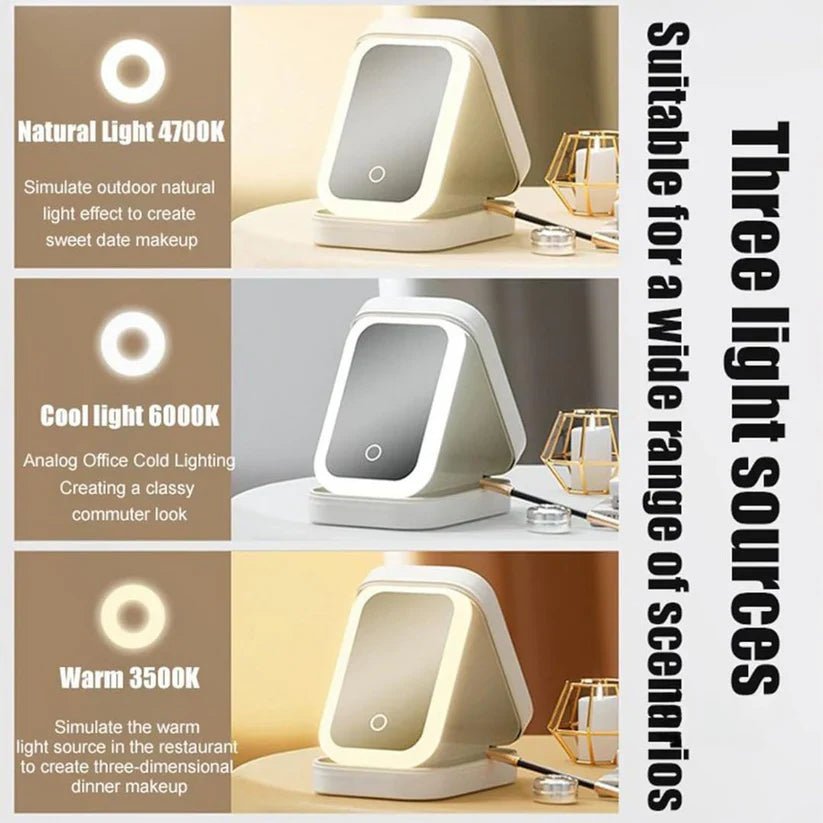 Compact Makeup Vanity With LED Mirror - Zoodo
