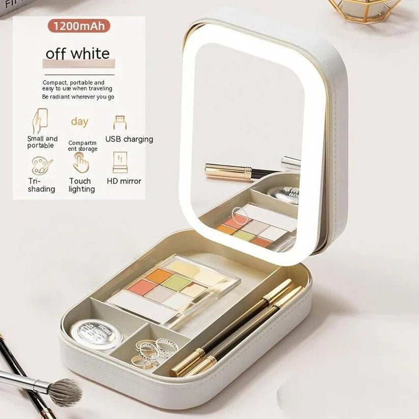 Compact Makeup Vanity With LED Mirror - Zoodo