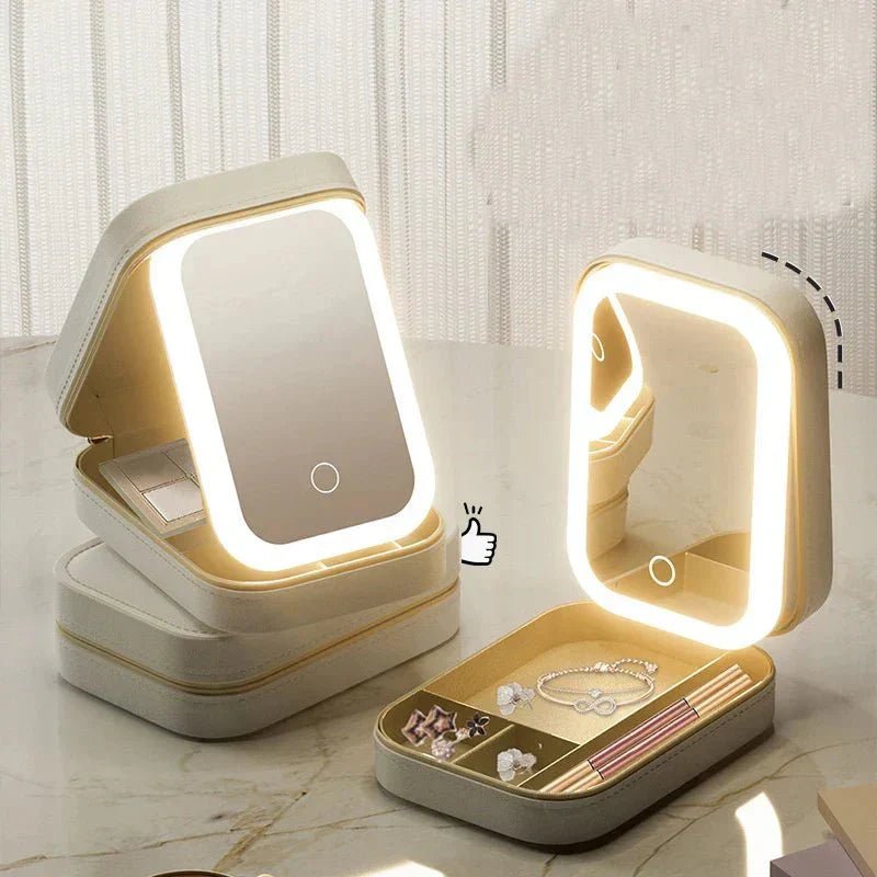 Compact Makeup Vanity With LED Mirror - Zoodo