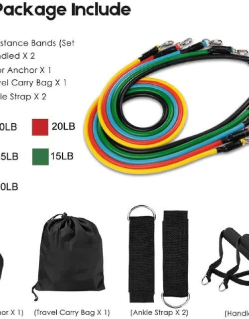 11 Pieces Gym Power Resistance Bands Set for Workout - Zoodo