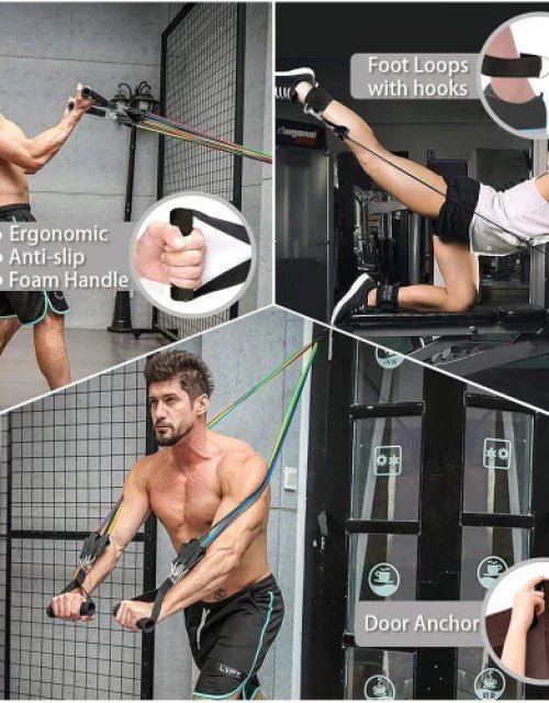11 Pieces Gym Power Resistance Bands Set for Workout - Zoodo