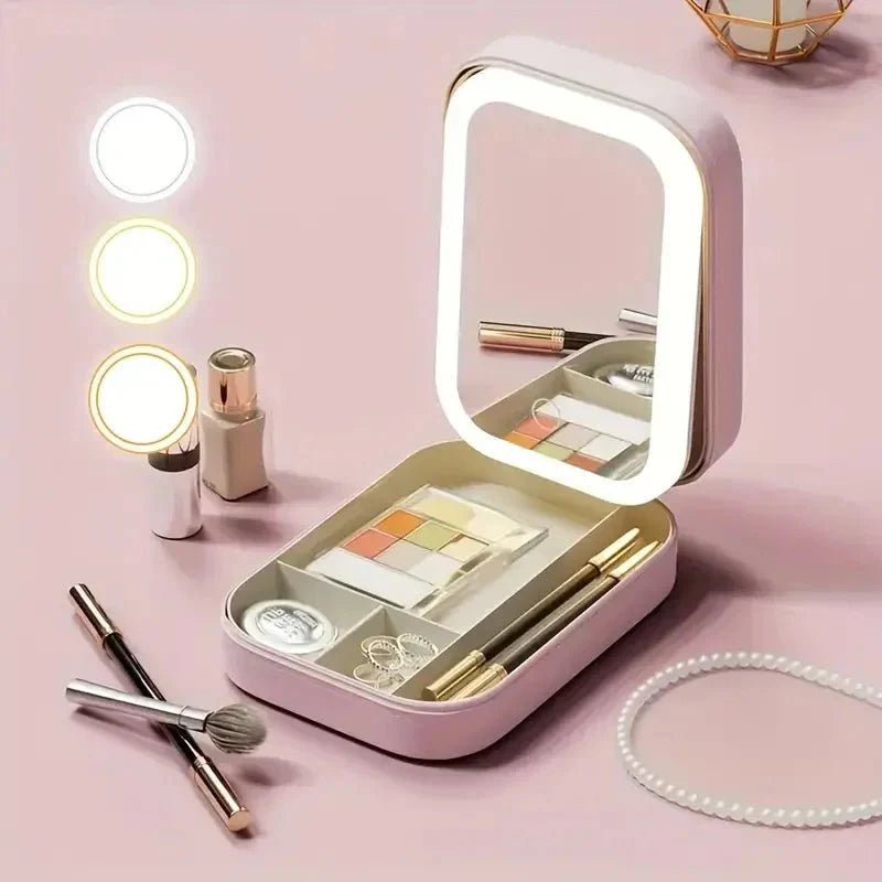 Compact Makeup Vanity With LED Mirror - Zoodo