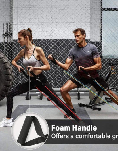 11 Pieces Gym Power Resistance Bands Set for Workout - Zoodo