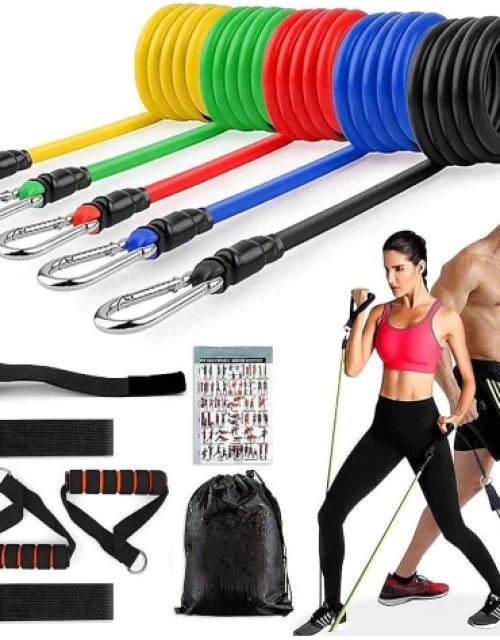 11 Pieces Gym Power Resistance Bands Set for Workout - Zoodo