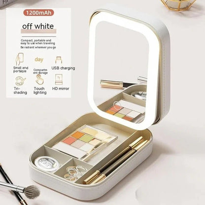 Compact Makeup Vanity With LED Mirror - Zoodo