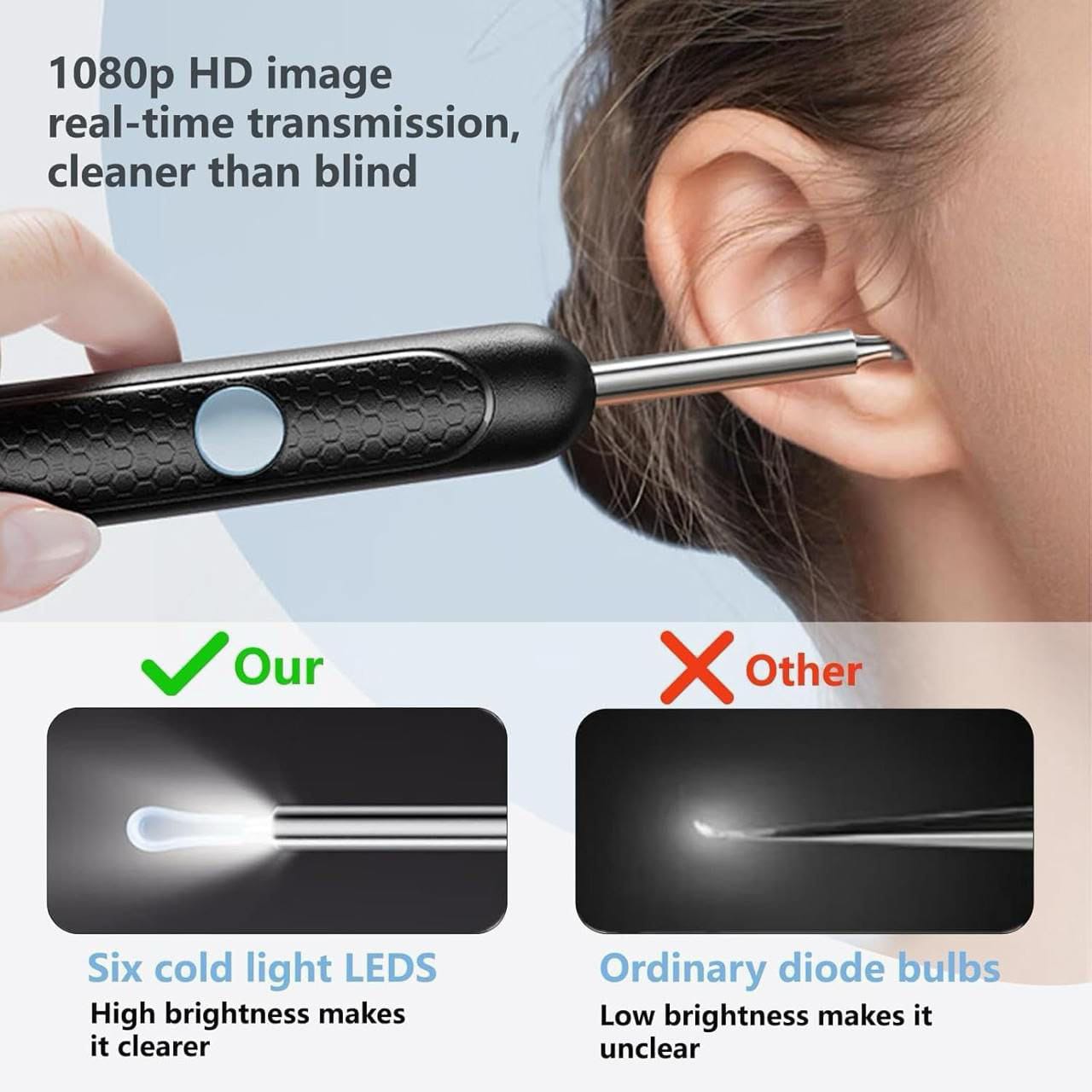360° Smart Earwax Cleaner with Camera – WiFi Visual Otoscope Tool - Zoodo