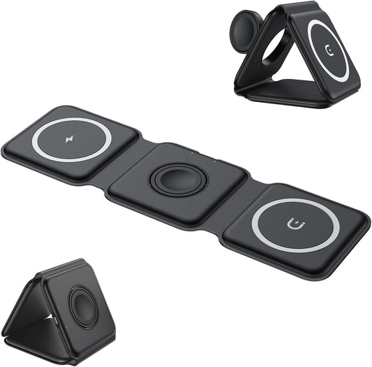 3 - in - 1 Wireless Magnetic Foldable Charging Pad – Fast Qi Charging for All Your Devices - Zoodo