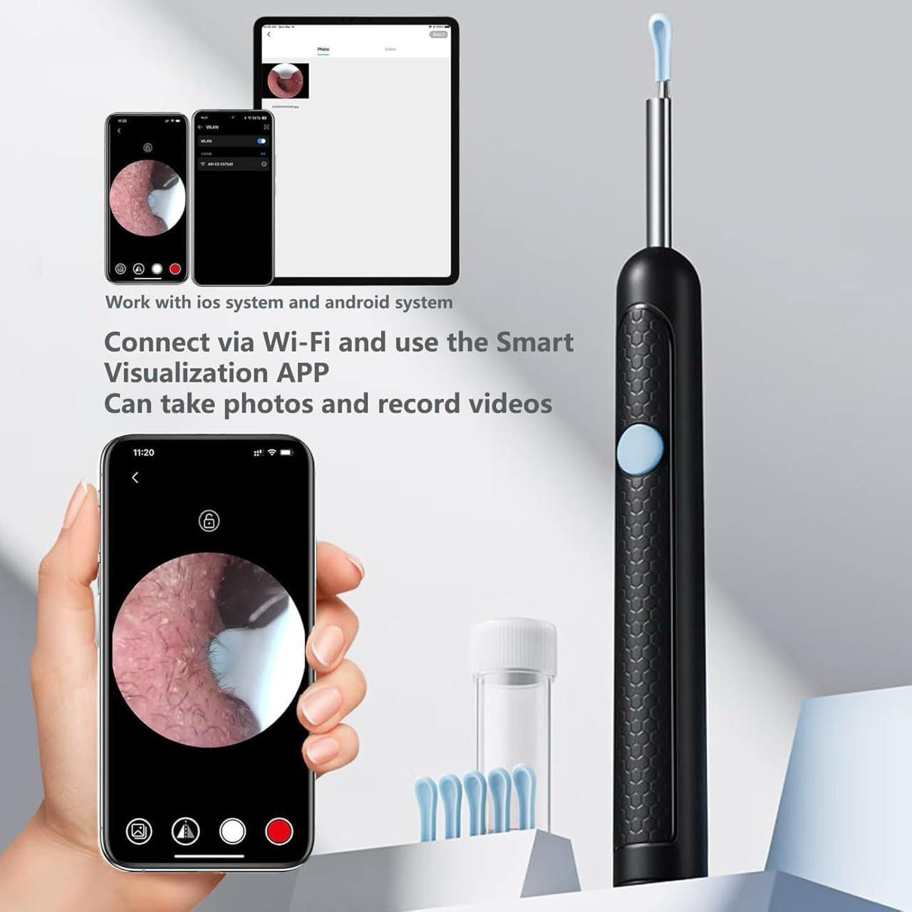 360° Smart Earwax Cleaner with Camera – WiFi Visual Otoscope Tool - Zoodo