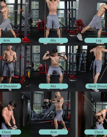 11 Pieces Gym Power Resistance Bands Set for Workout - Zoodo