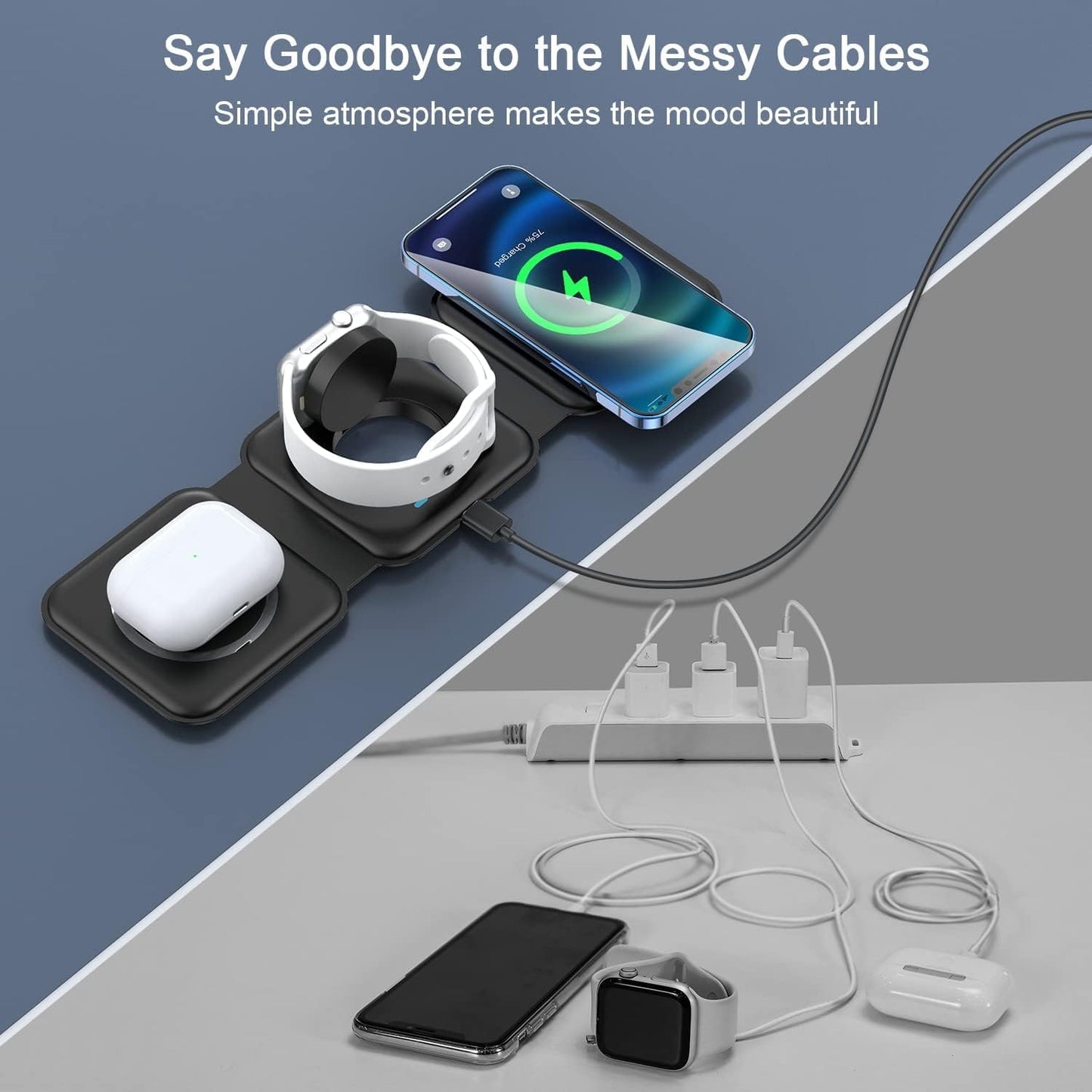 3 - in - 1 Wireless Magnetic Foldable Charging Pad – Fast Qi Charging for All Your Devices - Zoodo