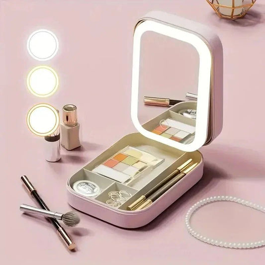 Compact Makeup Vanity With LED Mirror - Zoodo